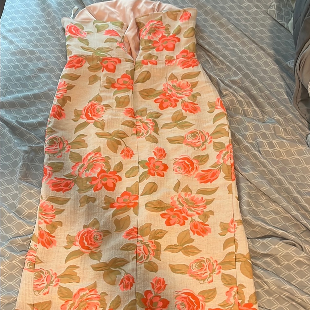 Shoshanna Orange Pink Strapless Sheath Dress